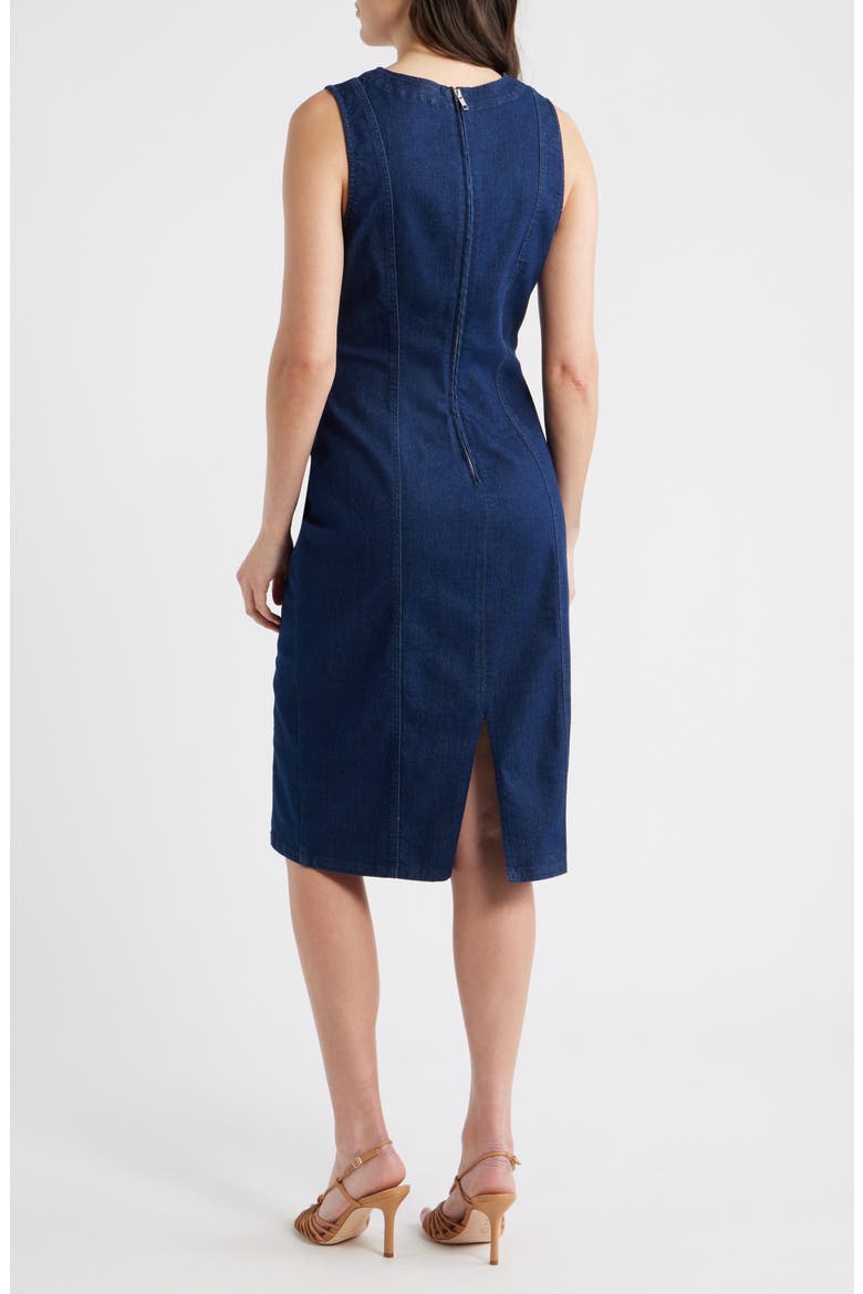 Sleeveless Stretch Denim Sheath Dress, Alternate, color, DARK WASH