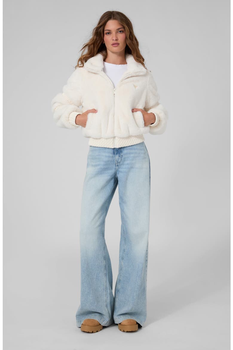 Carla Faux Fur High Neck Jacket, Alternate, color, CREAM WHITE