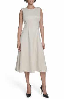 Calvin Klein Faux Suede Midi A-Line Dress