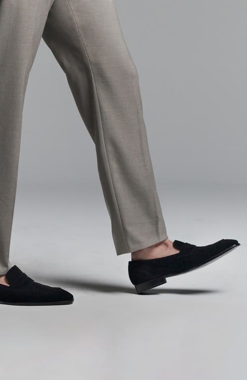 Anthony Veer Belmont Penny Loafer In Velvet Noir Black