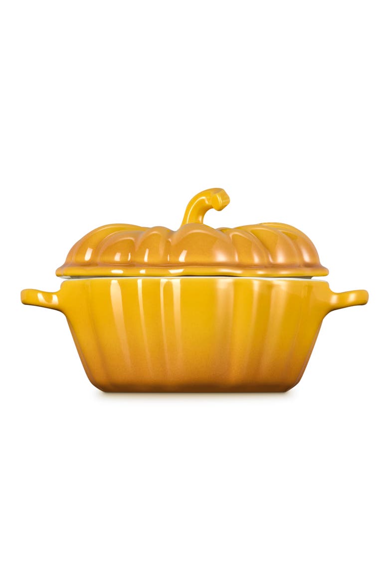 Pumpkin Stoneware Casserole Dish, Alternate, color, NECTAR