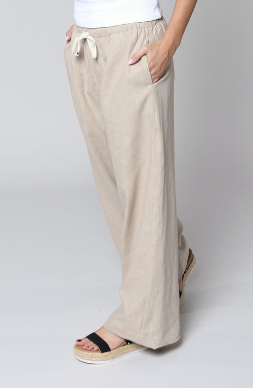 Leisure Lab Linen Palazzo Pant In Brown