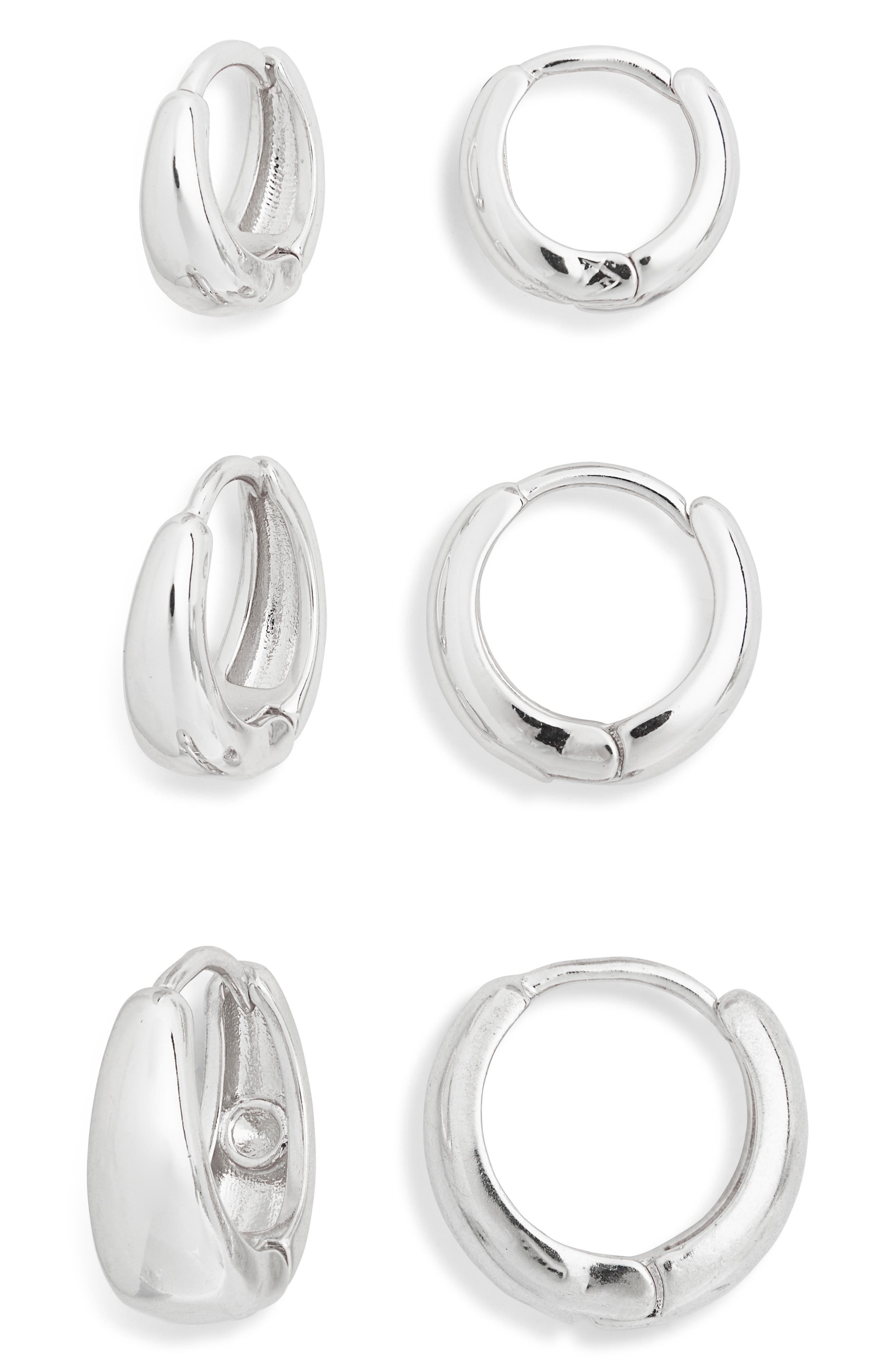 NORDSTROM RACK 3-Pack Tapered Hoop Earrings