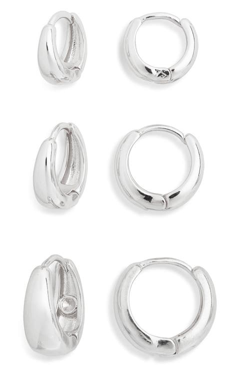 3-Pack Tapered Hoop Earrings