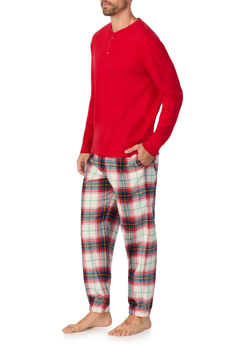 Long Sleeve Henley Pajama Top & Flannel Pajama Pants Set, Alternate, color, WINTER TARTAN