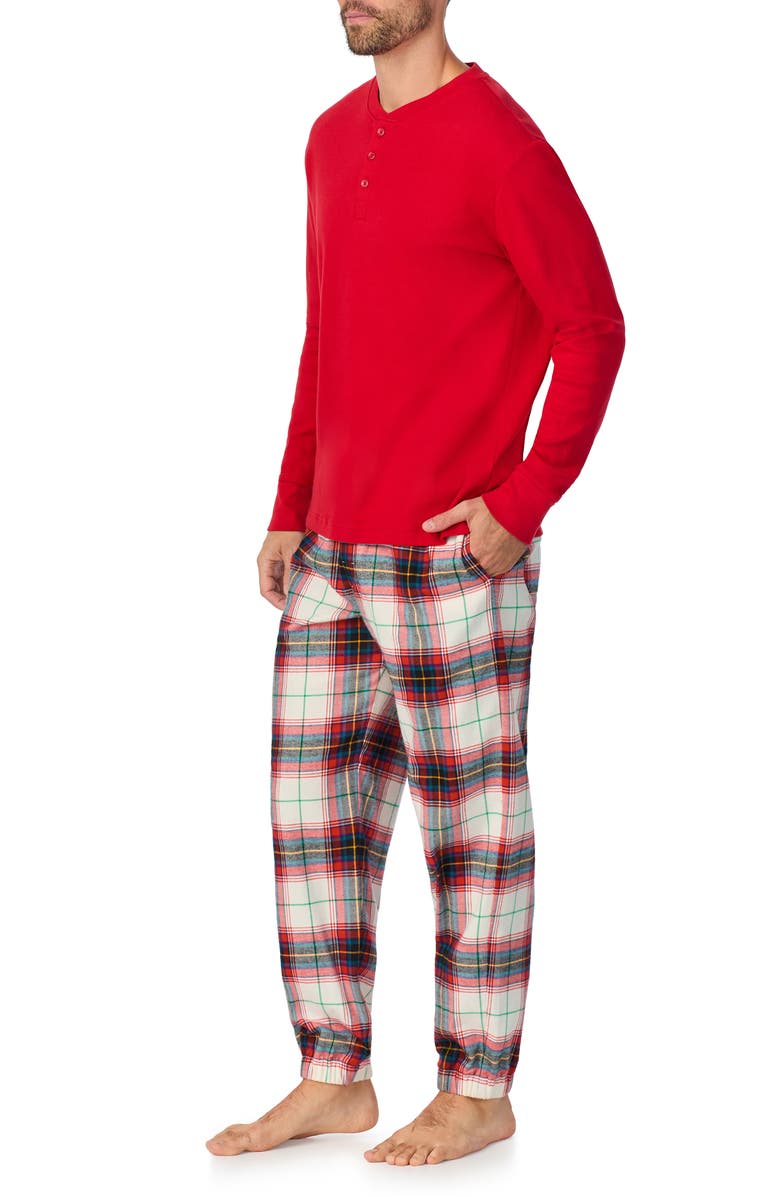 BedHead Pajamas Long Sleeve Henley Pajama Top & Flannel Pajama Pants Set, Alternate, color, 