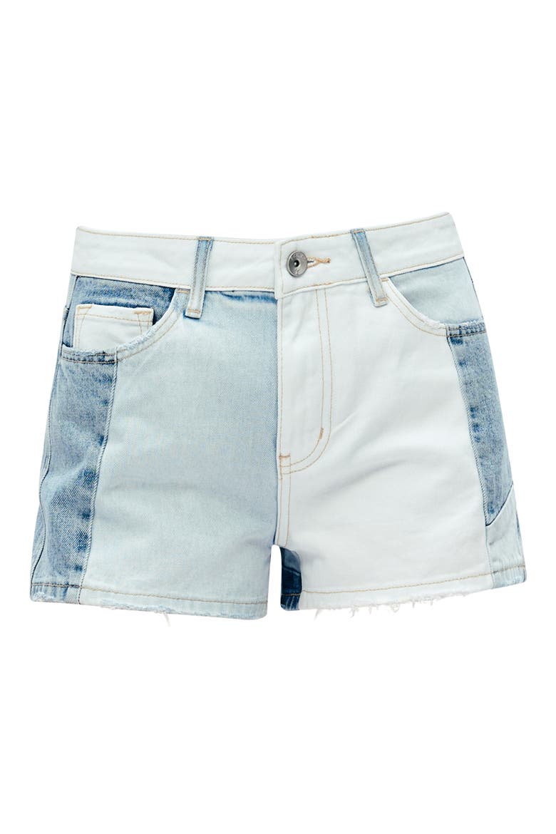 Elsa Patchwork Cut Off Denim Shorts, Alternate, color, LIGHT BLUE