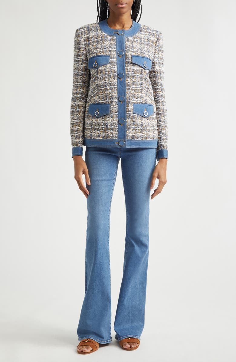 Veronica Beard Ainslee Tweed & Denim Jacket, Alternate, color, Navy Multi