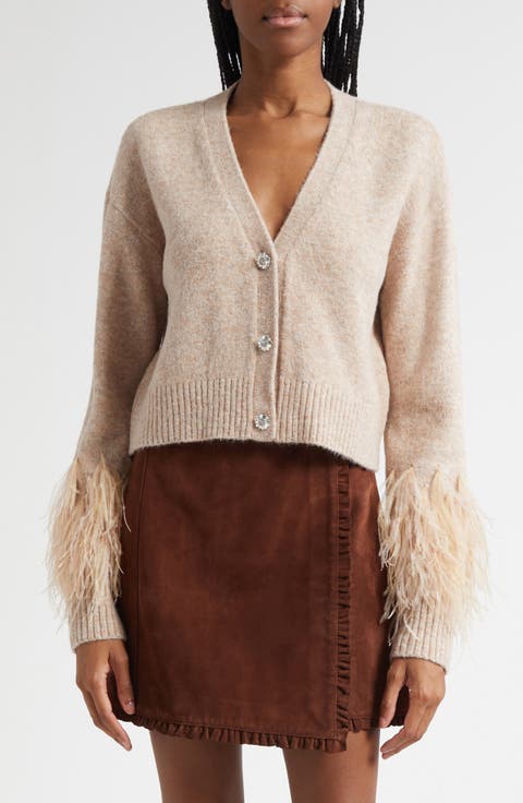 Briana Feather Trim Cardigan