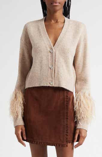 Cinq à Sept Briana Feather Trim Cardigan