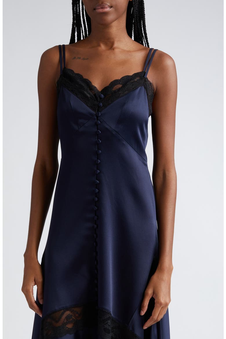 Lace Trim Handkerchief Hem Midi Dress, Alternate, color, MIDNIGHT