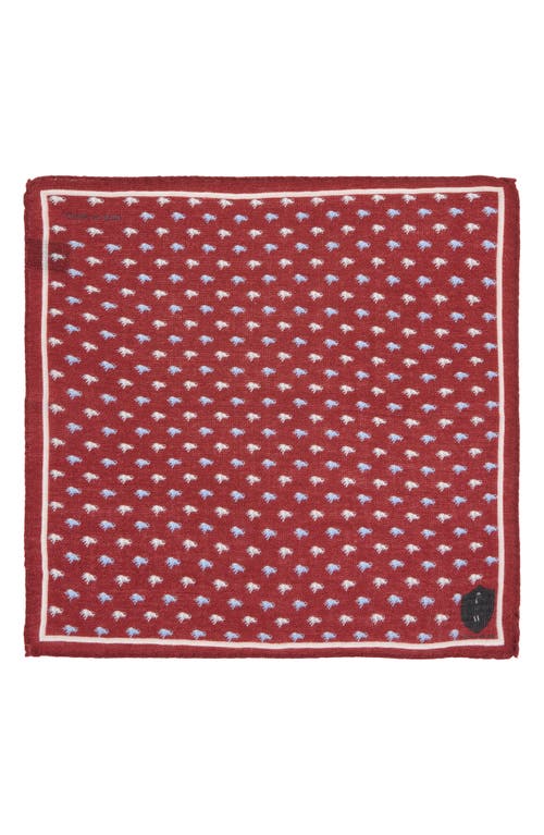 Clifton Wilson Elephant Print Wool Pocket Square In Maroon