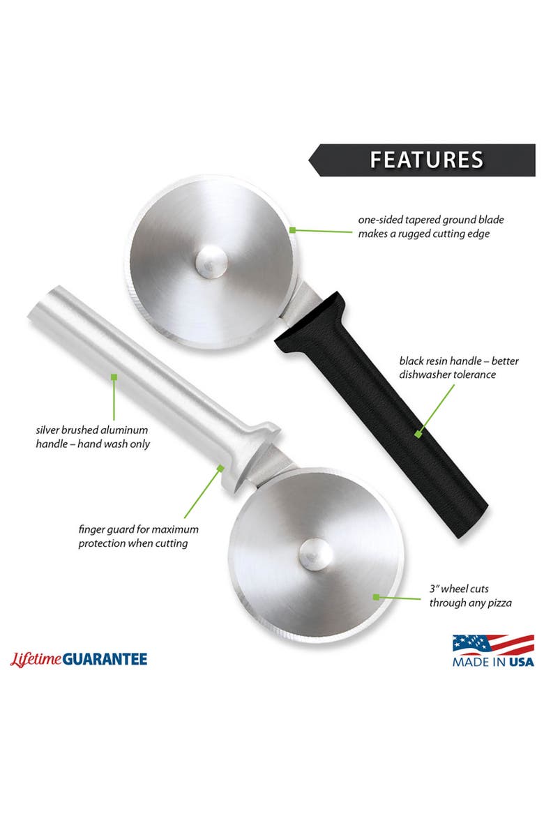 Cutlery Pizza Cutter Stainless Steel Wheel, Alternate, color, Black