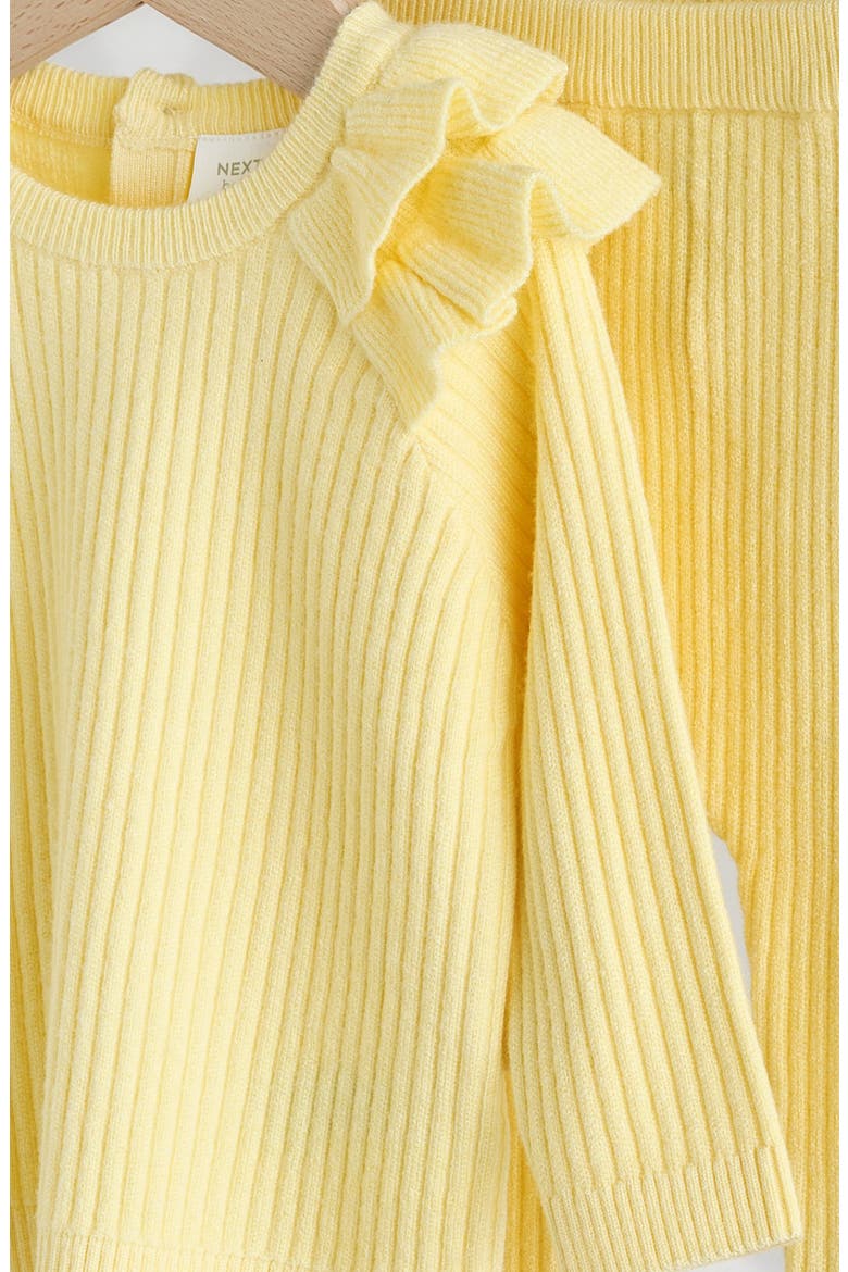 Lemon Ruffle Rib Sweater & Leggings Set, Alternate, color, YELLOW