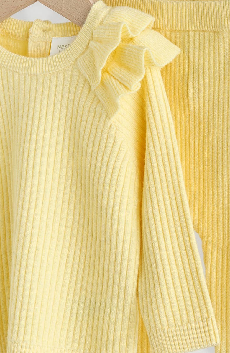 NEXT Lemon Ruffle Rib Sweater & Leggings Set, Alternate, color, Yellow