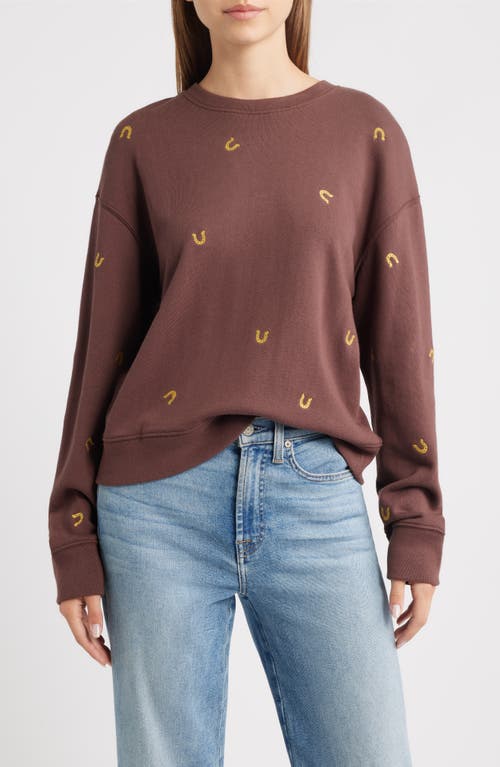 Rails Ramona Horseshoe Embroidered Crewneck Sweatshirt In Brown