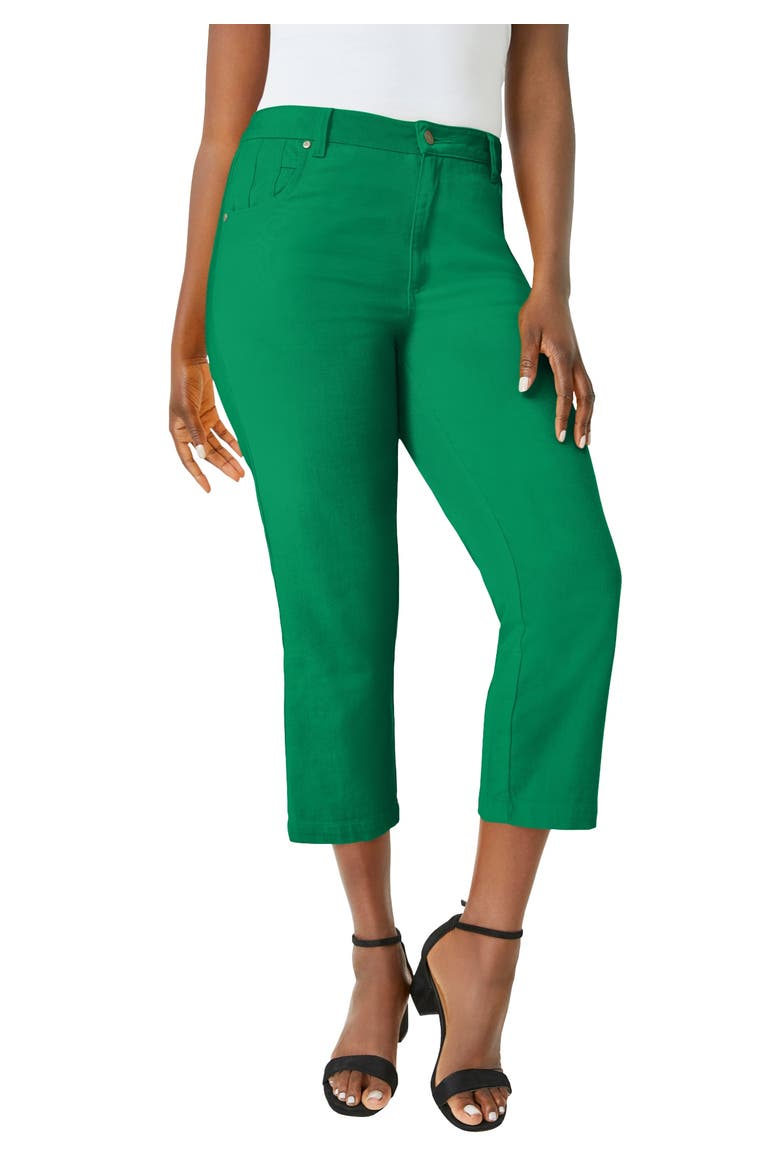 Classic Cotton Denim Capri, Main, color, KELLY GREEN
