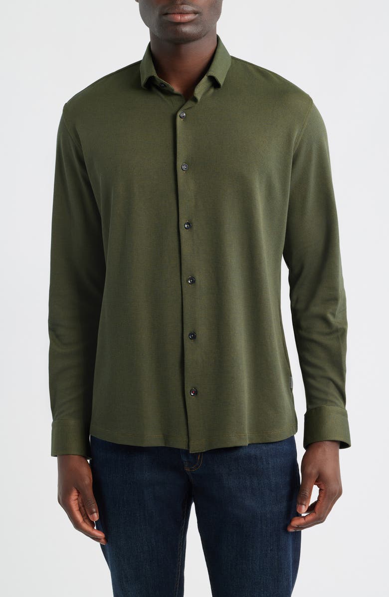 Stone Rose Two Tone DryTouch<sup>®</sup> Performance Button-Up Shirt, Main, color, Olive