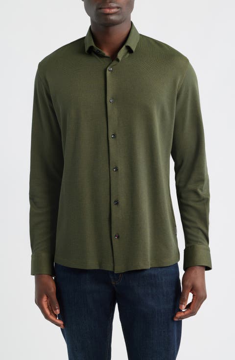 Two Tone DryTouch® Performance Button-Up Shirt