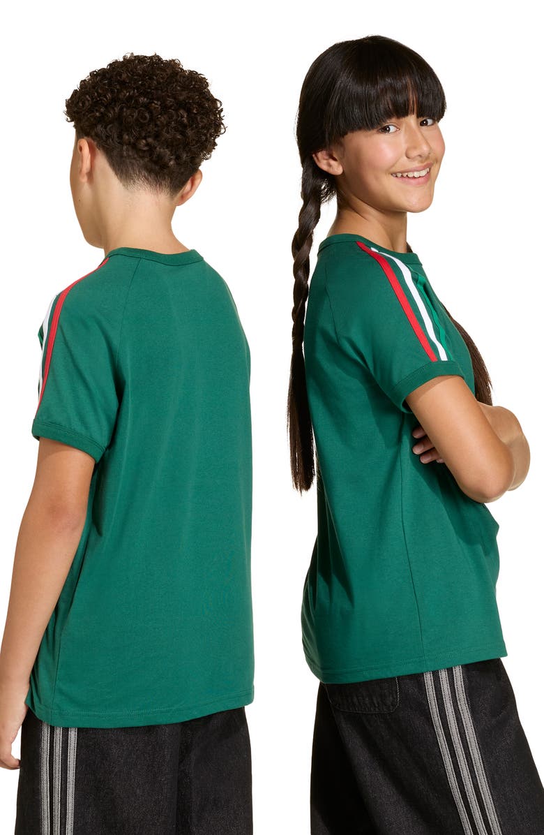 adidas Originals Kid's 3-Stripes Trefoil Logo T-Shirt, Alternate, color, Team Dark Green/White