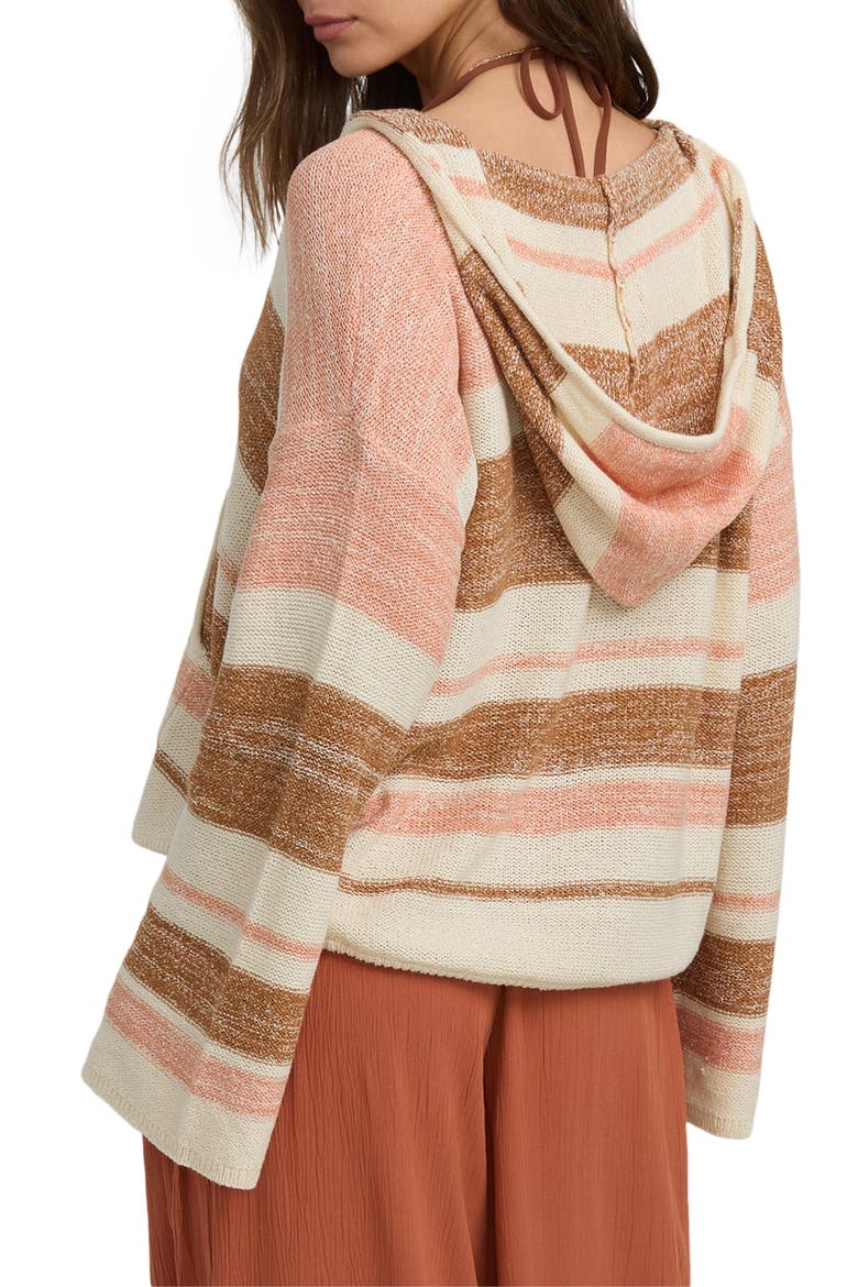 Baja Stripe Sweater Hoodie, Alternate, color, CAMEL/ BEIGE