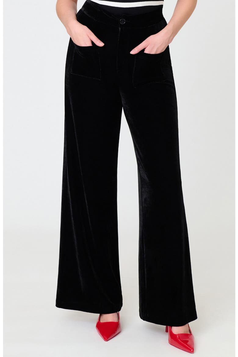 1960s Wide Leg Pants, Alternate, color, Black Solid