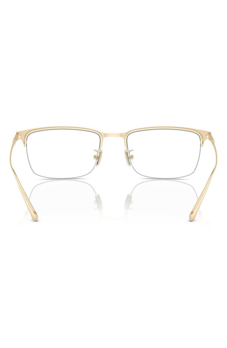 COACH 56mm Semi Rimless Rectangular Optical Glasses, Alternate, color, Black / Light Gold / Demo Lens