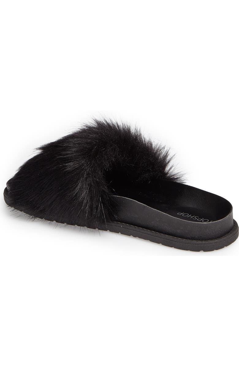Topshop Faux Fur Slide Sandal, Alternate, color,