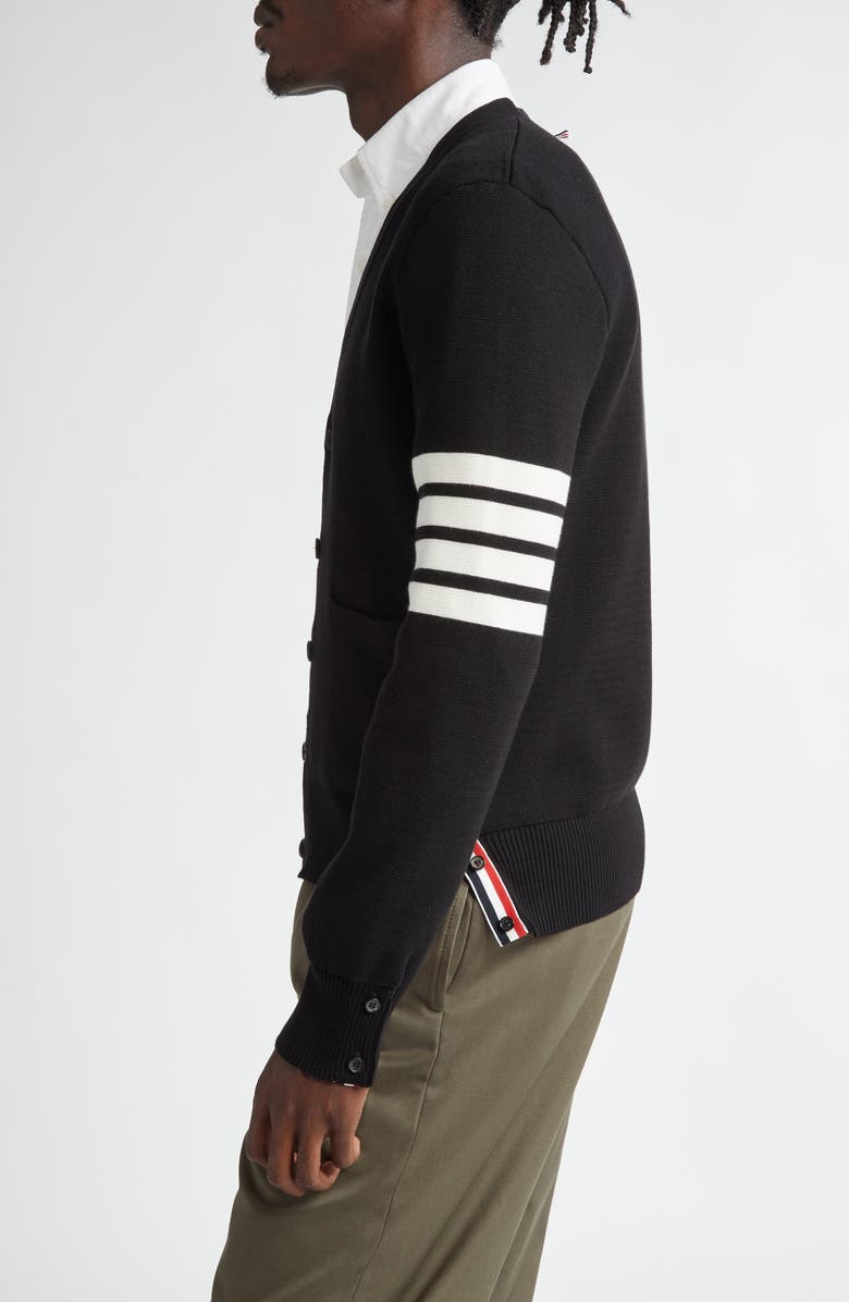 Thom Browne 4-Bar Milano Knit Cardigan, Alternate, color, Black