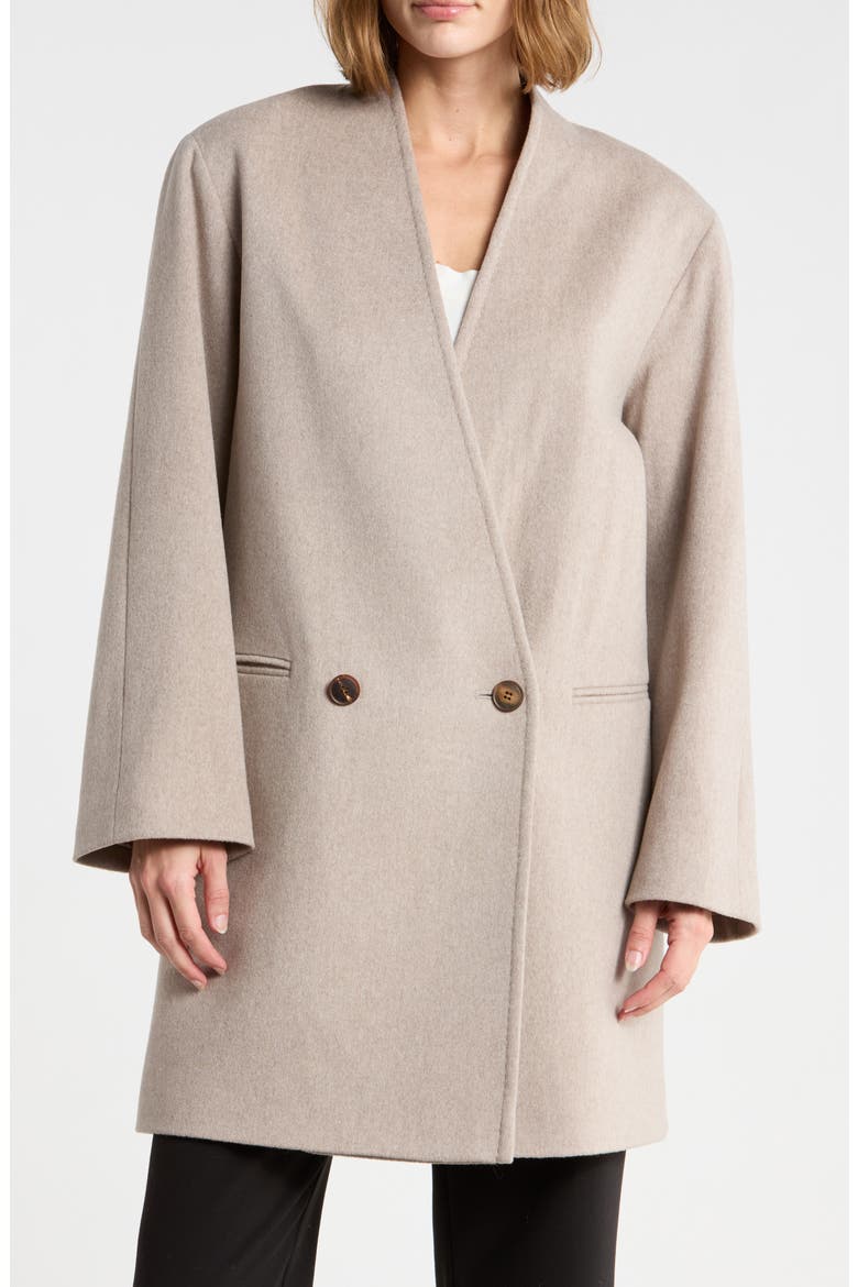 V-Neck Wool Coat, Main, color, BEACH