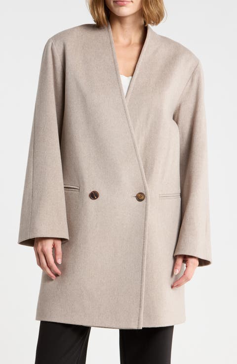 V-Neck Wool Coat