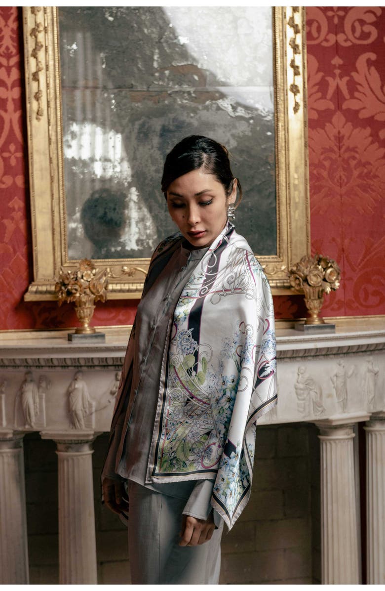 Elizabetta Lilla - Long Satin Silk Scarf for Women, Alternate, color, Blue