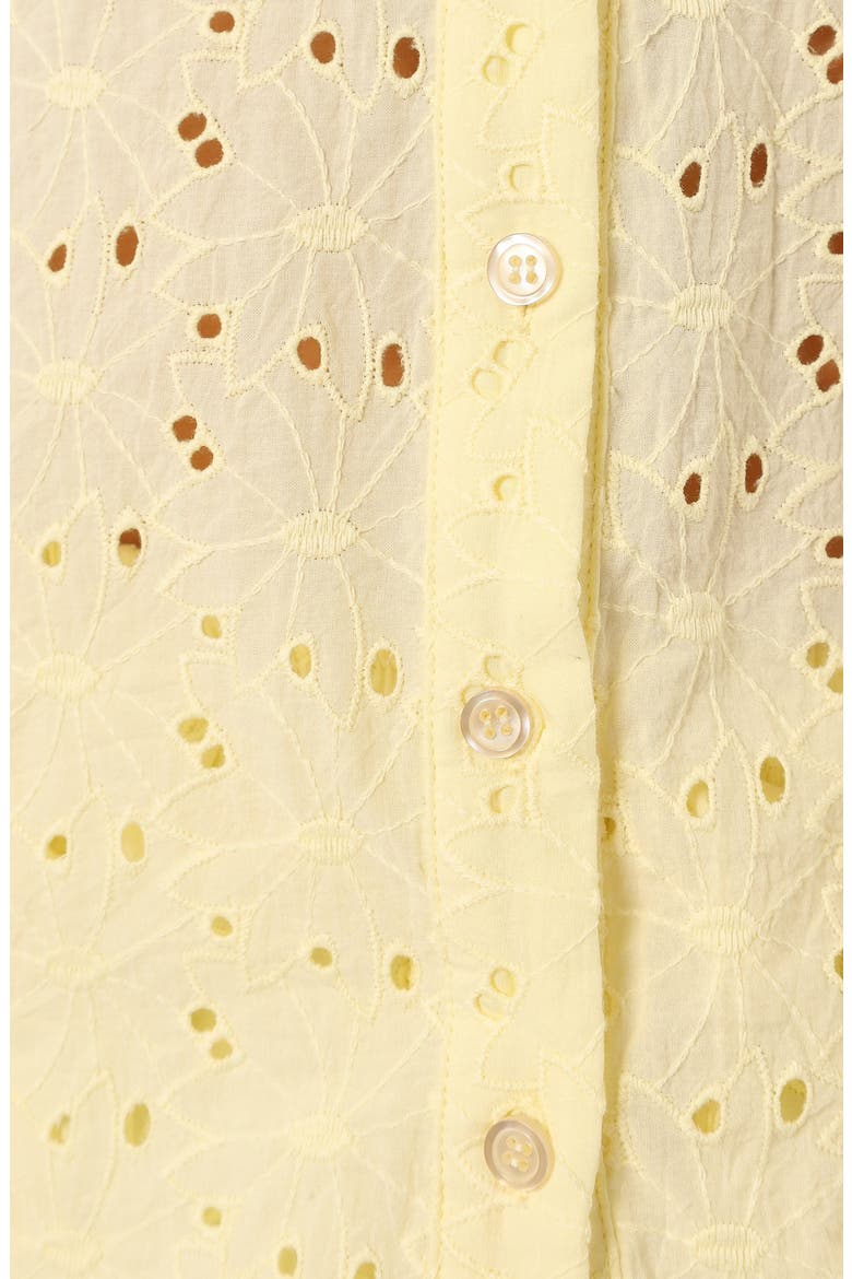 Dazie Eyelet Short Sleeve Button-Up Shirt, Alternate, color, LEMON