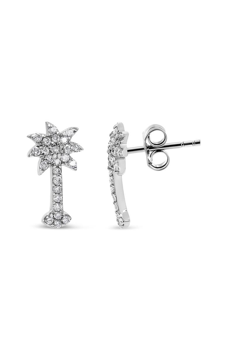 Haus of Brilliance 14K White Gold 1/4 Ct Diamond Palm Tree Stud Earrings, Alternate, color, White