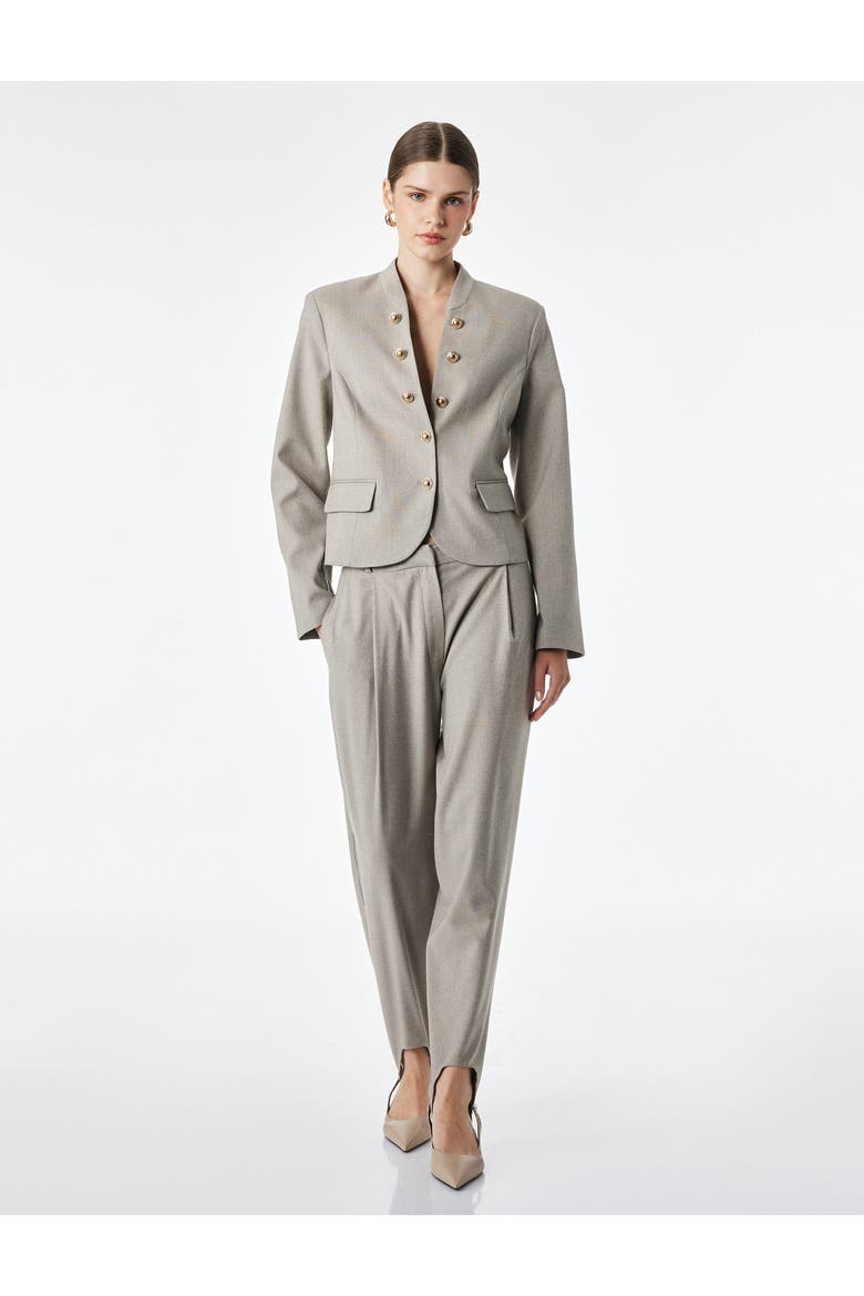 Balloon Fabric Trousers With Foot Strap Detail, Main, color, BEIGE