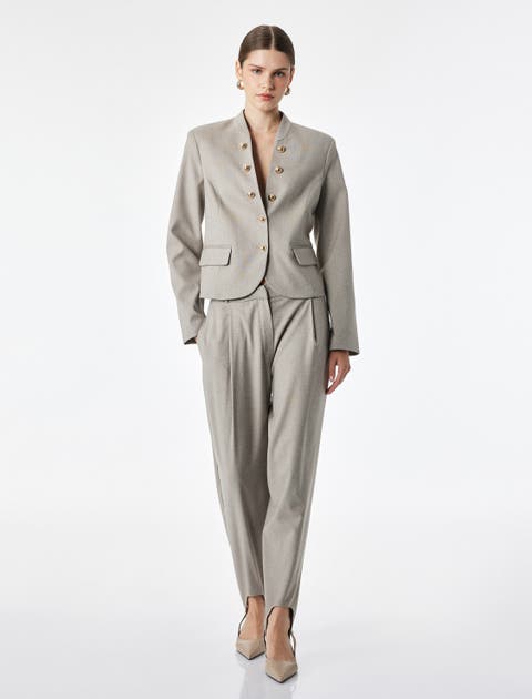 Balloon Fabric Trousers With Foot Strap Detail
