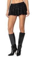 EDIKTED Sequin Low Rise Bubble Hem Miniskort