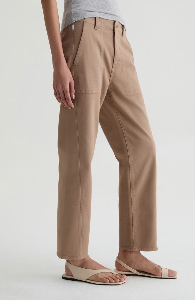 AG Analeigh High Waist Ankle Straight Leg Twill Pants, Alternate, color, Sulfur Light Taupe