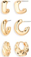 NORDSTROM RACK Set of 3 Sculpted Hoop Earrings