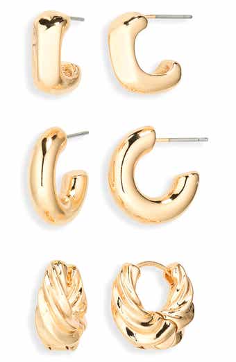 Set of 3 Sculpted Hoop Earrings