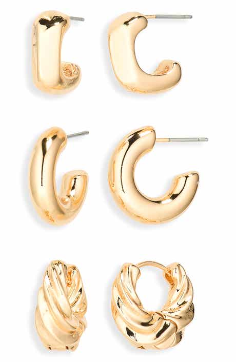 Set of 3 Sculpted Hoop Earrings