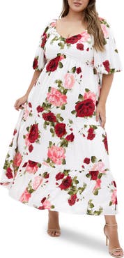 City Chic Mindy Print Puff Sleeve Dress