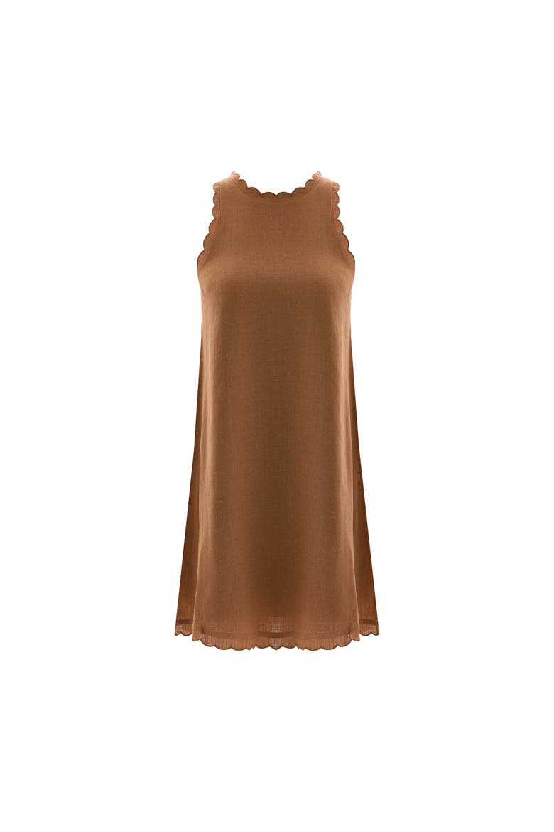 Calia Linen Blend Sleeveless Fit & Flare Mini Dress, Alternate, color, Brown