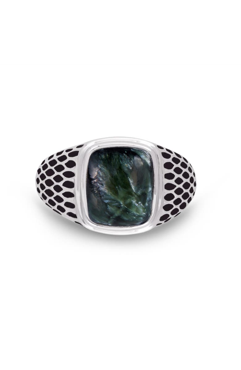 LuvMyJewelry Seraphinite Sterling Silver Men Signet Ring, Main, color, Green