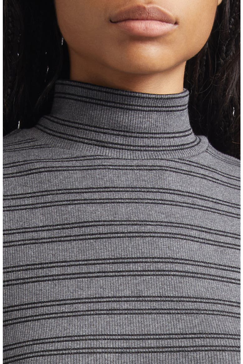 Nate Stripe Turtleneck Cotton Blend Top, Alternate, color, HEATHER GREY BLACK LUREX