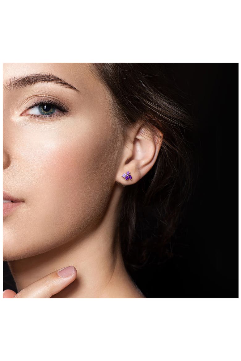 Multiple Cut Amethyst Cluster Stud Earrings, Alternate, color, PURPLE