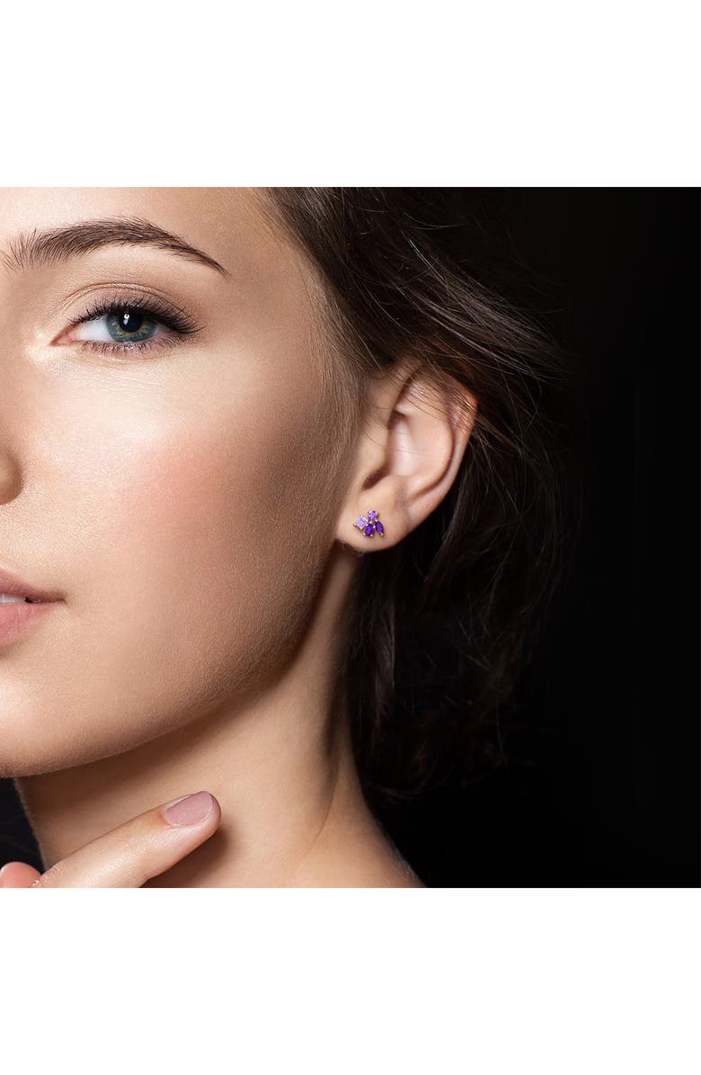 DELMAR Multiple Cut Amethyst Cluster Stud Earrings, Alternate, color, Purple