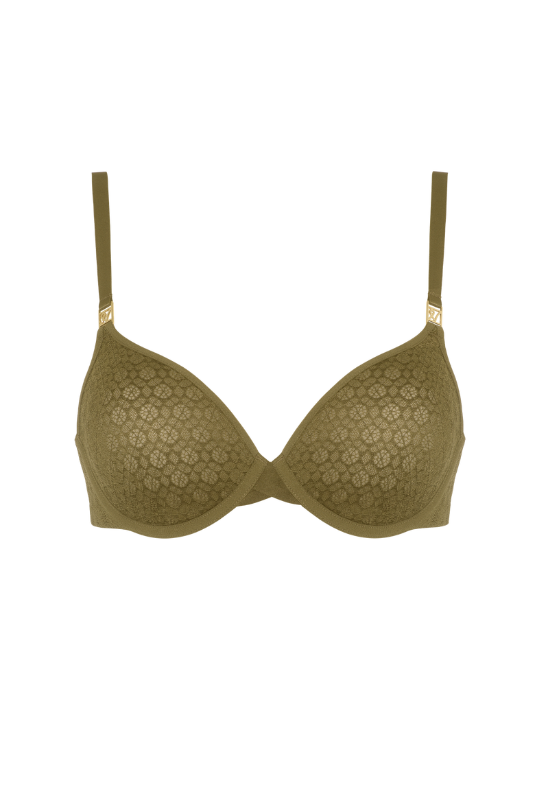 Honeycomb Semi-Demi Balconette Bra, Alternate, color, Fern