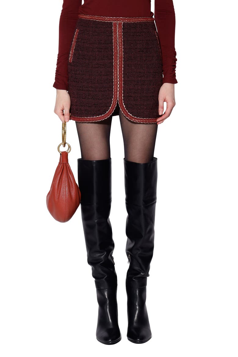 Elaine Tweed Miniskirt, Main, color, BORDEAUX TWEED