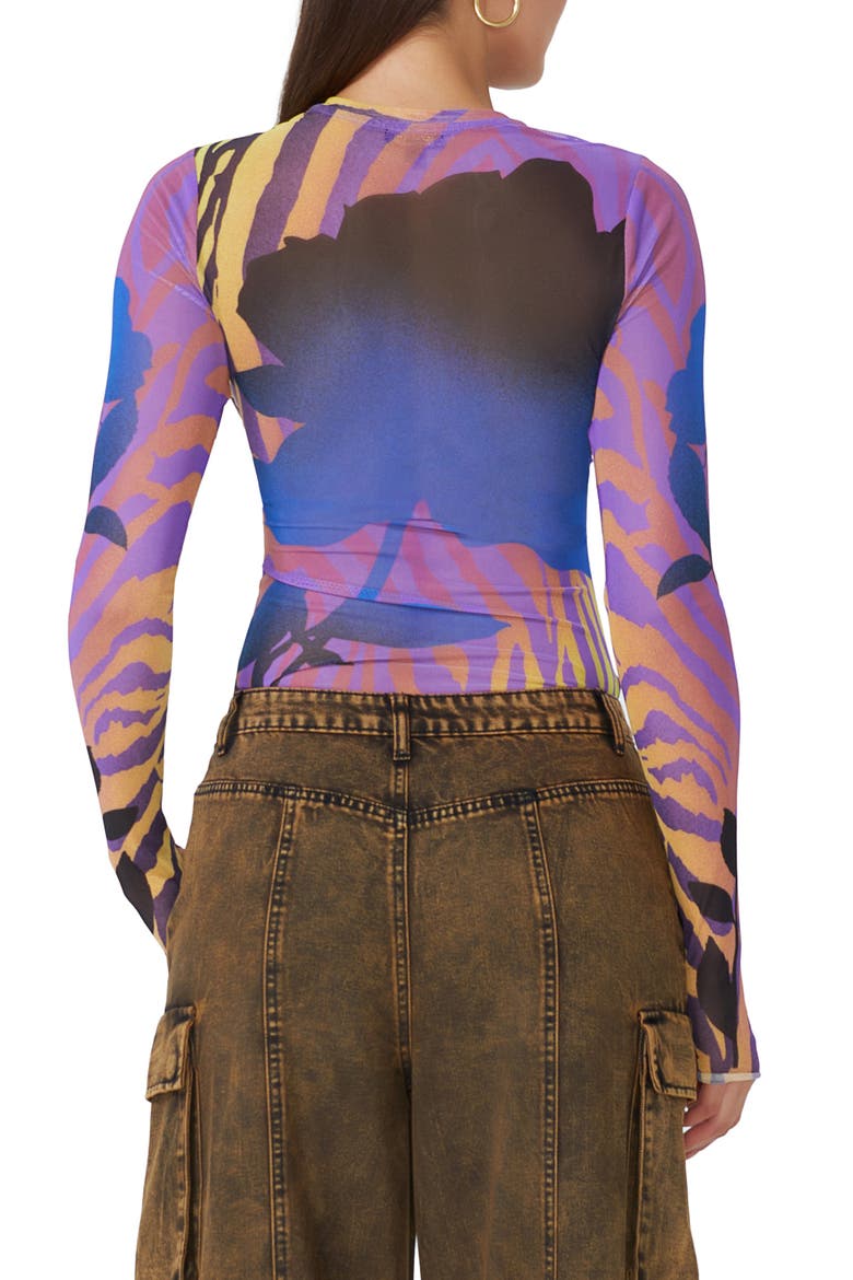 Kaylee Print Mesh Top, Alternate, color, ZEBRA ROSE